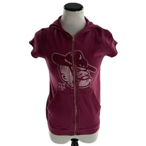 Authentic Retro Sports Hooded Top Womens Size Medium Short Sleeve Activewear - Picture 1 of 7